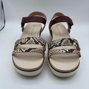 Cole Haan OG Peyton Flatform Pecan Leather Sandal Snake Print Size 10B